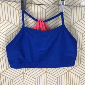 Onzie blue and pink sports bra top